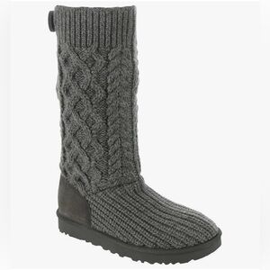 UGG Classic Cardi Cable Knit Tall Boots - Grey (8)